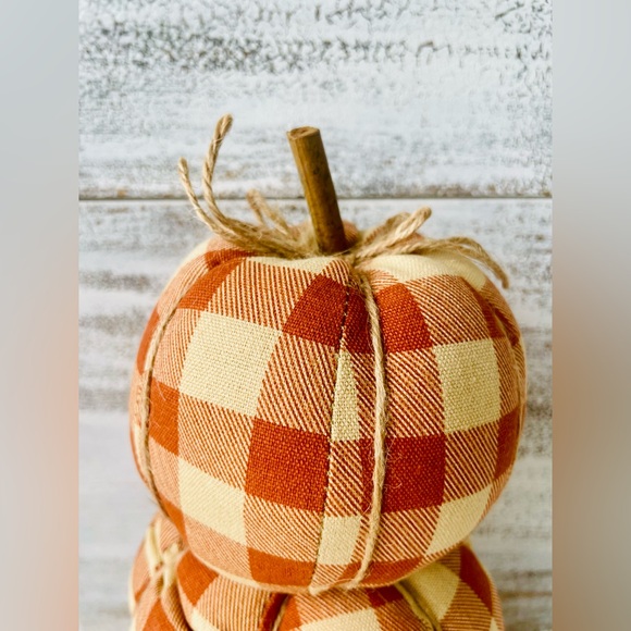 *Orange Buffalo Check Stuffed Pumpkin Stack - Picture 7 of 13